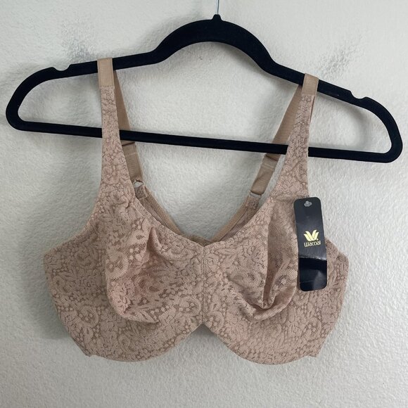 Wacoal Minimizer Bra Womens 36DD Beige Lace Underwire Full Cup Unlined 65547 - Picture 2 of 7